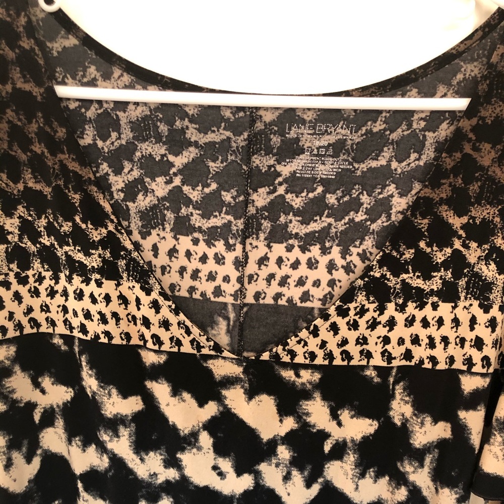 Lane Bryant Black Cream and Fuchsia Tie-Dye Tiered Midi Dress - Picture 7 of 15